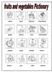 English Worksheet: fruits and vegetables pictionary