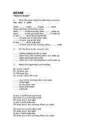 English Worksheet: Bend and Break by Keane