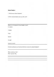 English Worksheet: Natural Disasters