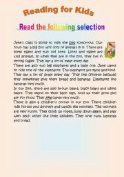 English Worksheet: Reading for kids