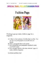 English Worksheet: FASHION PAGE FOR A MAGAZINE