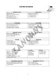 English Worksheet: functions