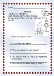 English worksheet: animals