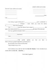 English Worksheet: Application letter