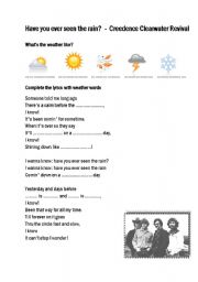 English Worksheet: Have you ever seen the rain?