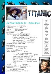 English Worksheet: MY HEART WILL GO ON (TITANIC) - FILL IN THE BLANKS (editable)