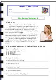 Present Simple Revision Worksheet #1