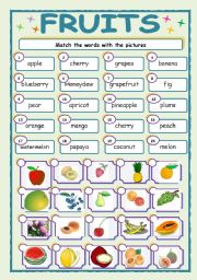 English Worksheet: FRUITS