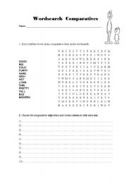 English Worksheet: wordsearch comparatives