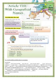 English Worksheet: Article THE with Geographical names