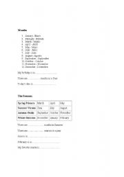 English Worksheet: months and season