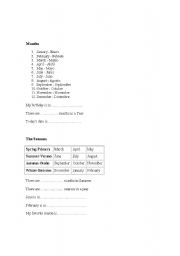 English worksheet: months and season