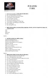 English Worksheet: Welcome to Jurassic park