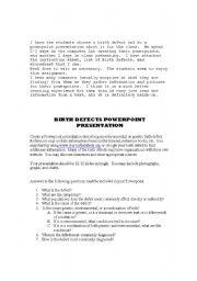 English worksheet: Birth Defects Powerpoint Presentation 