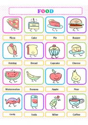 English Worksheet: Food pictionary!