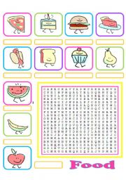 English Worksheet: Food wordsearch