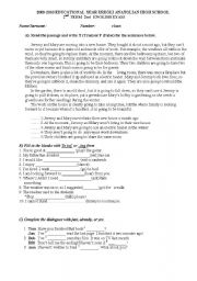English Worksheet: 10th grade 2nd term exam