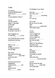 English Worksheet: SONG U2