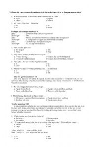 English Multiple Choice Test Upper Elementary Level