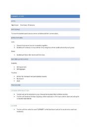 English Worksheet: Summer Story Lesson Plan