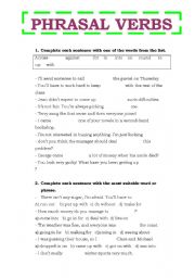 English Worksheet: PHRASAL VERBS