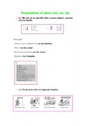 English worksheet: PREPOSITIONS OF PLACE