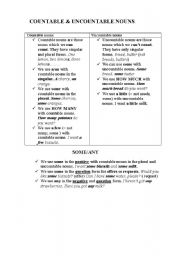 English Worksheet: Countables & uncountables nouns