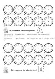 English Worksheet: Telling the time - pair dictation!