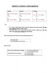 English Worksheet: Present Perfect Progressive