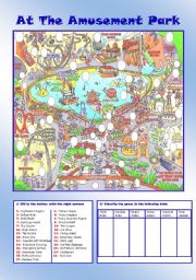 English Worksheet: At the amusement park