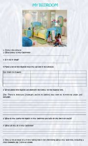 English Worksheet: MY Bedroom