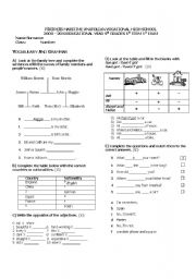 English Worksheet: Exam paper for 9th grades