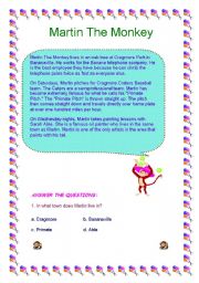 English Worksheet: Martin the Monkey