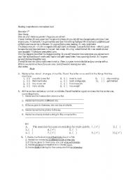 English Worksheet: reading comprehension