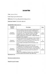 English Worksheet: question words