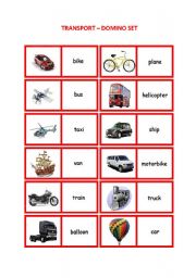 English Worksheet: Transport - Domino Set