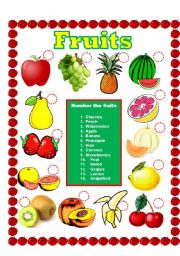 English Worksheet: Fruits