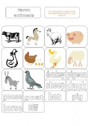 English worksheet: Farm animals and pets