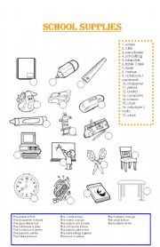 English Worksheet: School supplies