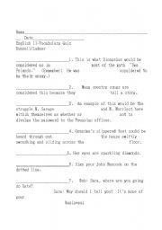 English worksheet: English II Vocabulary Quiz