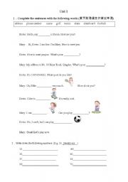 English worksheet: sport conversation and numbers