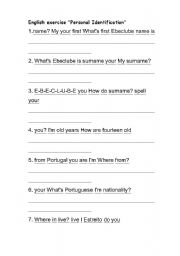 English worksheet: identification