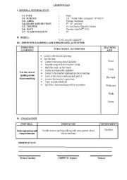 English worksheet: lesson plan