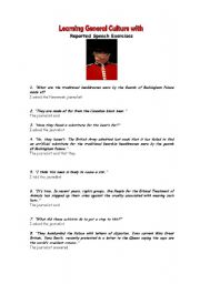 English Worksheet: Learning General Culture with Reported Speech