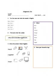 English worksheet: diagnostic test