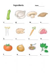 English Worksheet: ingredients
