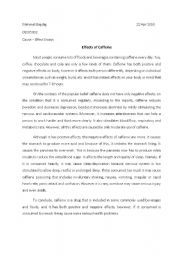 English Worksheet: cause effect essay