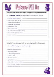 English Worksheet: Future Fill In