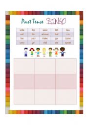 English Worksheet: Past Tense BINGO