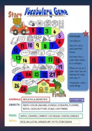English Worksheet: Vocabulary game